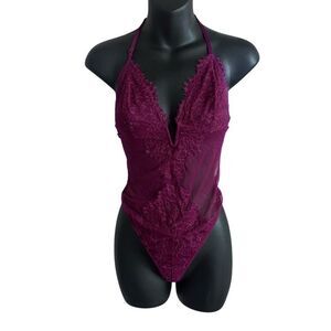 Beautiful women VICTORIA SECRET Lingerie Teddy One Piece Bodysuit Medium Burgund